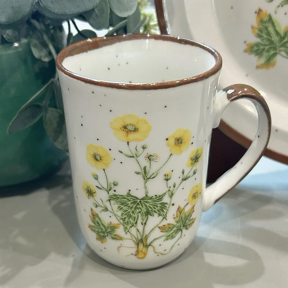 Vtg Buttercup Plate Royal Domino Japan Botanical Garden Set 8